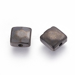 304 perline in acciaio inossidabile, quadrato, lucidatura manuale, elettroforesi nera, 8.5x8.5x4mm, Foro: 1.6 mm