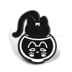 Cartoon Cat Enamel Pin, Alloy Brooch for Backpack Clothes, Black, 29x24x1.5mm
