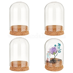 Nbeads 4 set mini cupola di vetro, fiore eterno display in vetro cupola cloche 2.7x1.9 display in vetro con tappi di sughero cloche campana di vetro cloche per la cerimonia nuziale san valentino piante da fiore decorazioni artigianato