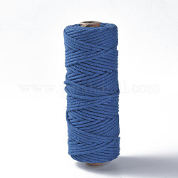 Cotton String Threads, Macrame Cord, Decorative String Threads, for DIY Crafts, Gift Wrapping and Jewelry Making, Blue, 3mm, about 54.68 yards(50m)/roll