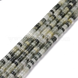 Brins de perles de jaspe ligne verte naturelle, plat rond, 4x2mm, Trou: 1mm, Environ 169 pcs/chapelet, 14.96'' (38 cm)