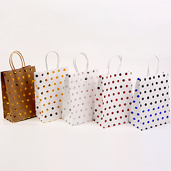 Sacs en papier rectangle à pois, avec poignées, pour les sacs cadeaux, couleur mixte, 8x15x21 cm