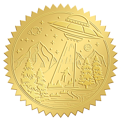 自己接着金箔エンボスステッカー  メダル装飾ステッカー  宇宙のテーマ模様  5x5cm