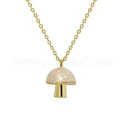 925 ожерелье с подвеской в виде грибов с эмалью из стерлингового серебра, универсальная цепочка на воротник для женщин, реальный 18k позолоченный, белые, 15.75 дюйм (40 см)