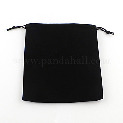 Sacchetto di velluto gioielli, rettangolo, nero, 17x15cm