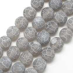 Natural Weathered Agate Bead Strands, Frosted, Dyed, Round, Light Grey, 6~6.5mm, Hole: 1.5mm, about 65pcs/strand, 15.5 inch