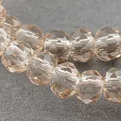 Transparent Glass Beads Strands, Faceted, Rondelle, Dark Salmon, 3.5~4x2.5~3mm, Hole: 0.5mm, about 150pcs/strand, 15.5 inch