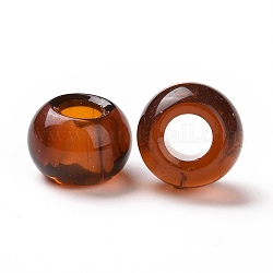 Glasperlen europäischen, Großloch perlen, Rondell, Schokolade, 15x10 mm, Bohrung: 5~6.4 mm