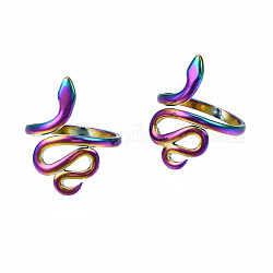 Polsini avvolgenti in serpente, anelli spalancati, colore arcobaleno 304 anelli in acciaio inossidabile per le donne, misura degli stati uniti 8 1/4 (18.3mm)