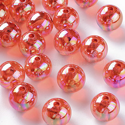Perline acrilico trasparente, ab colore placcato, tondo, arancio rosso, 16x15mm, Foro: 2.8 mm, circa 220pcs/500g