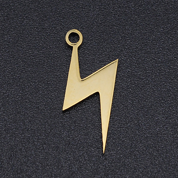 Pendentifs découpés laser en 201 acier inoxydable, la foudre, or, 16x7x1mm, Trou: 1.2mm