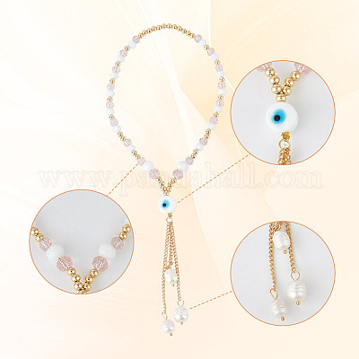 Подвесные украшения для автомобиля из стекла и жемчуга HJEW-DR00019-1