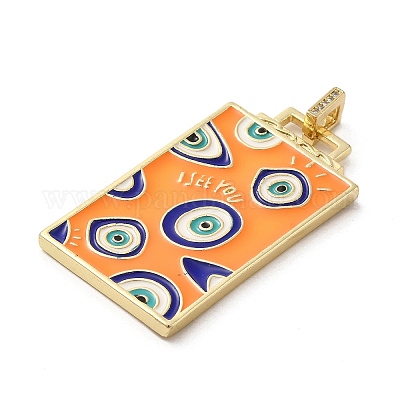 Подвеска из латуни микропаве с фианитами и эмалью KK-H458-02G-O02-1