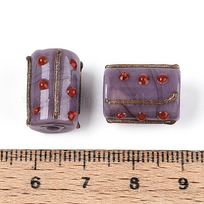 Бусины из фольгированного стекла ручной работы с золотым напылением LAMP-ZX003-12-08-1