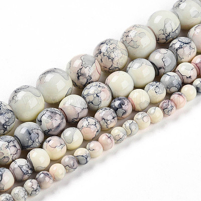 Выпечка окрашенные стеклянные бусины пряди DGLA-N003-8mm-C05-1