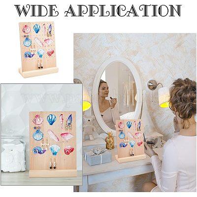 Океан их печатные деревянные стенды для сережек EDIS-WH0006-51-1