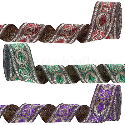 Wholesale PandaHall Elite 3Pcs 3 Colors Ethnic Style Embroidery Polyester  Ribbons 