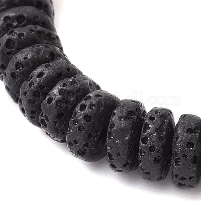 Эластичный браслет из окрашенного натурального лавового камня и жемчуга BJEW-JB09724-1