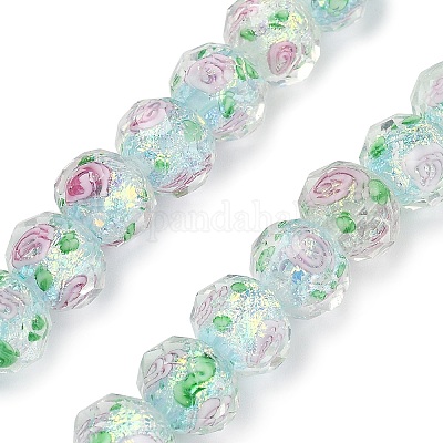 Нити из фольгированных бусин лэмпворк ручной работы FOIL-S136-001G-1