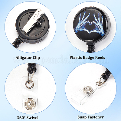 Wholesale OLYCRAFT 6pcs Retractable Badge Reels Round X-Ray ID Card Holder  Tech Badge Holder Nursing Name Badge Reel ID Badge Holders with Iron Clips  for Nurse Doctors Teacher Volunteer 