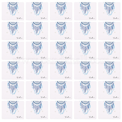 100 шт. тканая паутина/сетка с бумажными карточками для демонстрации ювелирных изделий с перьями CDIS-TA0001-43-1