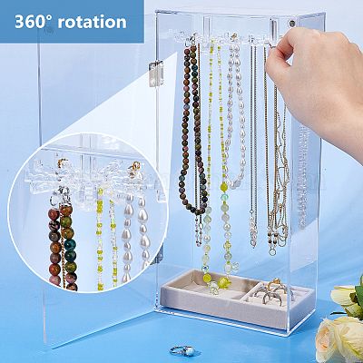 Вращающиеся акриловые подвесные органайзеры для хранения ожерелий ODIS-WH0079-025-1