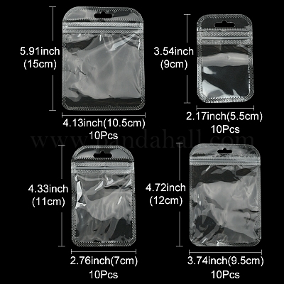 40 шт. 4 вида прозрачных пластиковых пакетов с застежкой-молнией OPP-FS0001-10-1