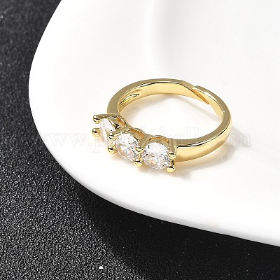 Латунные микро проложить пальцев кольца кубического циркония RJEW-P166-08B-G-1