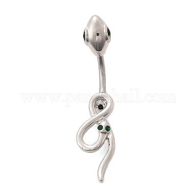 Сплав горный хрусталь змея изогнутая штанга кольца для живота AJEW-R007-03P-03-1