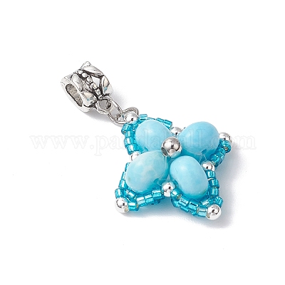 Европейские подвески-шармы в форме звезды из окрашенной синтетической императорской яшмы и стеклянных бусин PALLOY-MZ00693-01-1