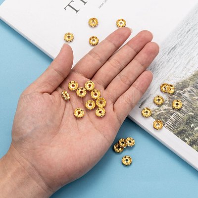 Железные хрустальные бусины-разделители со стразами&nbsp;RB-A007-10MM-G-1