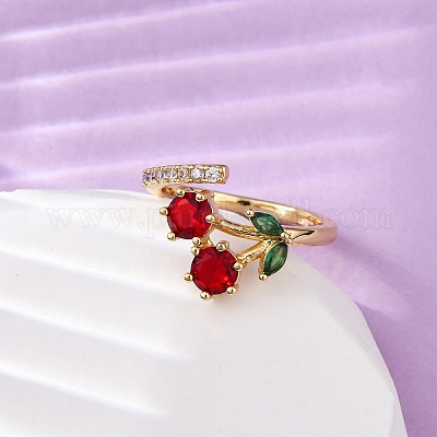 Женские кольца на палец из латуни с микропаве и кубическим цирконием RJEW-U057-13G-02-1