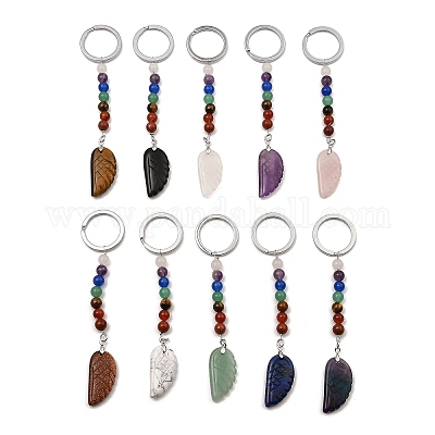 Брелок в виде перьев из натуральных и синтетических драгоценных камней G-Z033-12P-1