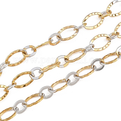 Двухцветные цепочки из нержавеющей стали 304 с текстурированными овальными звеньями&nbsp;CHS-P028-11A-1