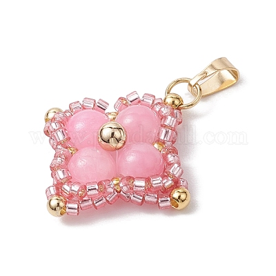 Подвески из натурального желтого окрашенного нефрита и стеклянных бусин PALLOY-MZ00365-02-1