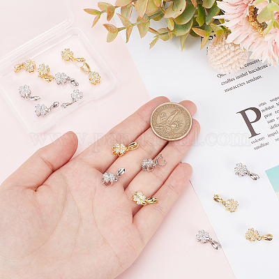 20 шт. 2-цветные латунные микропаве прозрачные кубические цирконии держатели для ледорубов KK-DC0001-92-1