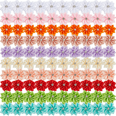 100 шт. 10 цвета полиэстеровый стразы цветок для украшения аппликации своими руками свадьба&nbsp;FIND-SP0004-89-1