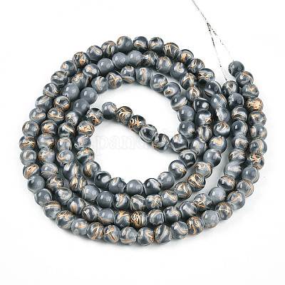 Выпечка окрашенные стеклянные бусины пряди DGLA-N010-6mm-09-1