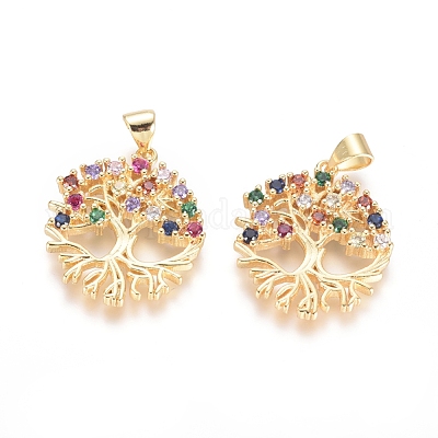 Латунные микро проложить кубического циркония подвески KK-I657-25G-1