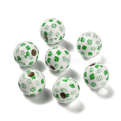 Серия ко дню святого патрика печатные деревянные европейские бусины схима WOOD-V002-01G-1