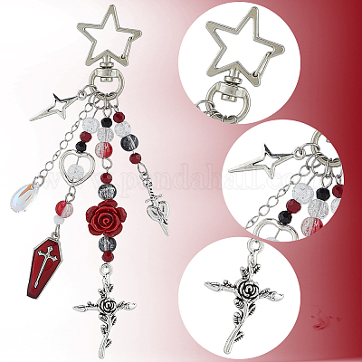 6 шт. подвеска из стекла и сплава с эмалью HJEW-SC00143-1