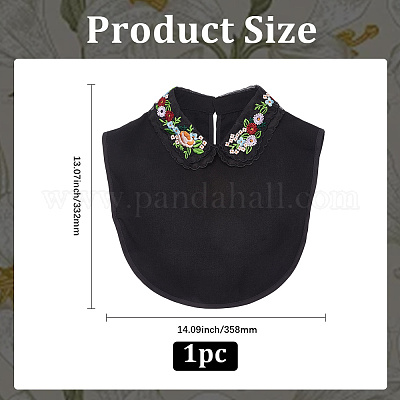 Съемный воротник из полиэстера с вышитыми цветами AJEW-WH20006-242B-1