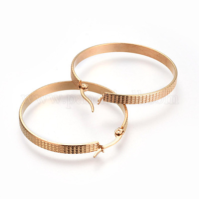 201 серьги-кольца из нержавеющей стали EJEW-A054-52G-1