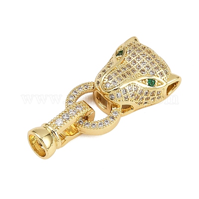 Латунные микро проложить кубического циркония раз за застежками ZIRC-L062-K01-G-1-1