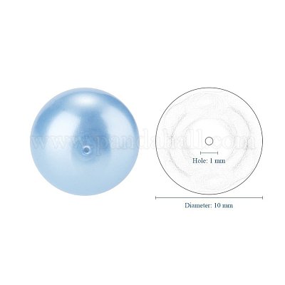 10мм около 100шт стеклянный жемчуг бисер светло-голубой крошечный атласный блеск свободные круглые бусины в одной коробке для изготовления ювелирных изделий HY-PH0001-10mm-006-1