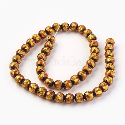 Ручная серебряная фольга стеклянные бусины Lampwork LAMP-P051-G04-8mm-1