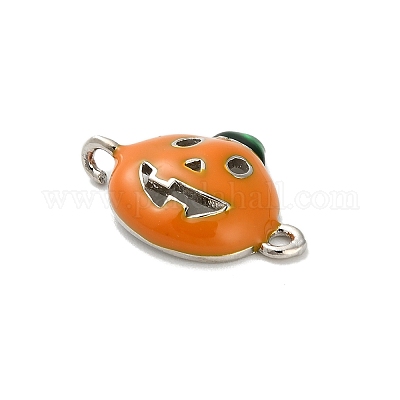 Подвески-соединители из латуни и оранжевой эмали на Хэллоуин KK-F915-04B-P-1