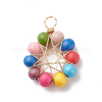 Подвески из круглых бусин из натурального дерева PALLOY-JF01762-01-1