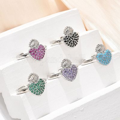 Кольца-манжеты из латуни с микропаве из кубического циркония для женщин RJEW-B117-01P-1