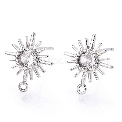 Серьги-гвоздики с микропрозрачным кубическим цирконием из латуни KK-R132-064P-1